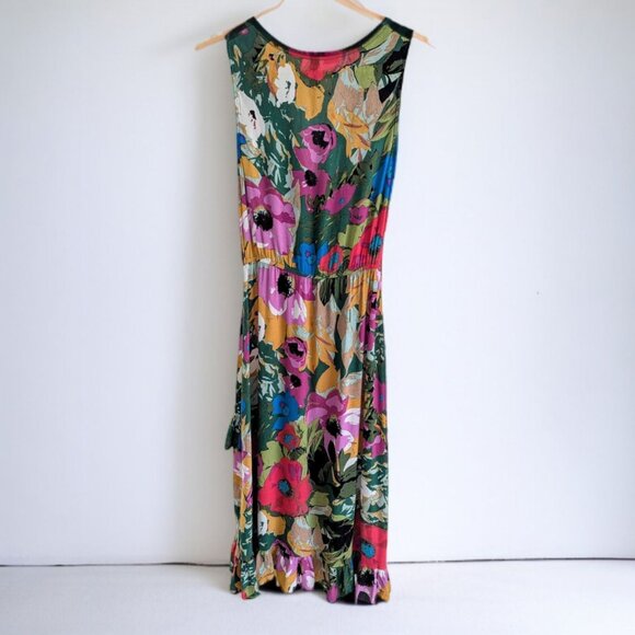 Anthropology Plenty by Ellen Tracy XS Colorful Floral V-Neck Wrap-Look Dress - Picture 3 of 7